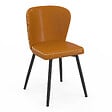 ID MARKET - Lot de 4 chaises ISAURE marron avec coutures et pied métal noir - vignette