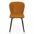 ID MARKET - Lot de 4 chaises ISAURE marron avec coutures et pied métal noir - vignette