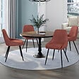 ID MARKET - Lot de 4 chaises THALYA en velours terracotta avec accoudoirs - vignette
