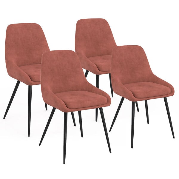 ID MARKET - Lot de 4 chaises THALYA en velours terracotta avec accoudoirs - large