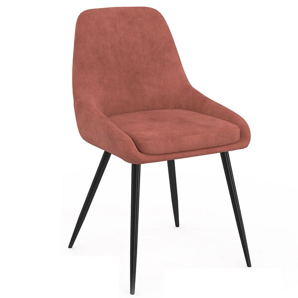 ID MARKET - Lot de 4 chaises THALYA en velours terracotta avec accoudoirs - large