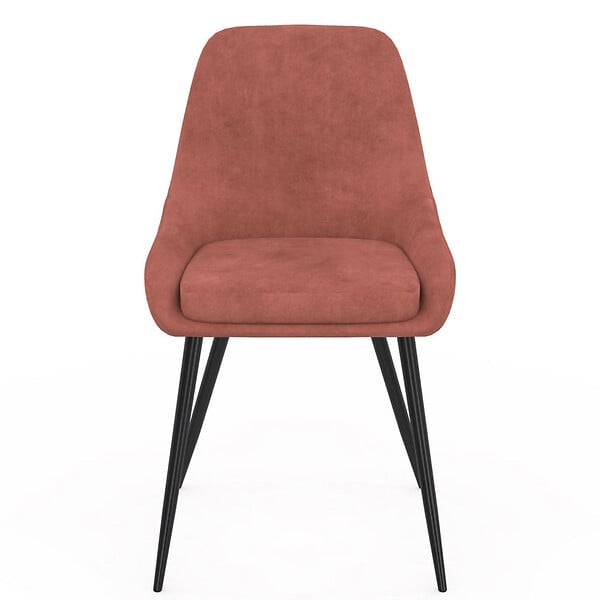 ID MARKET - Lot de 4 chaises THALYA en velours terracotta avec accoudoirs - large