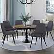 ID MARKET - Lot de 6 chaises THALYA en tissu gris avec accoudoirs - vignette