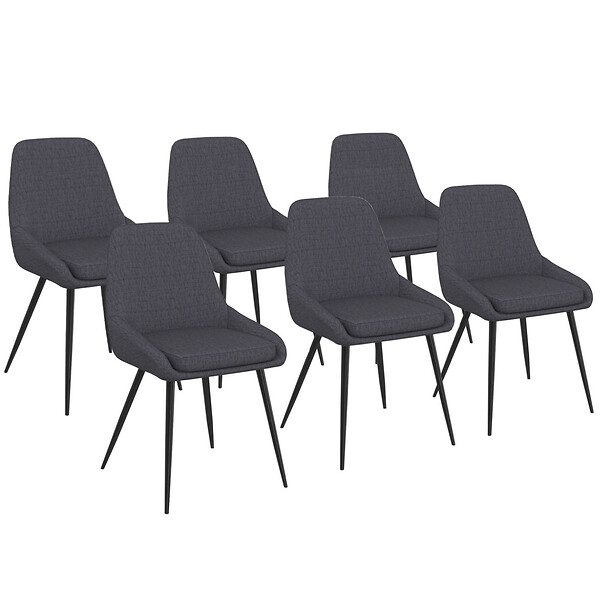 ID MARKET - Lot de 6 chaises THALYA en tissu gris avec accoudoirs - large
