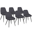 ID MARKET - Lot de 6 chaises THALYA en tissu gris avec accoudoirs - vignette