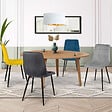 ID MARKET - Lot de 4 chaises MILA en velours mix color bleu, gris clair, gris foncé, jaune - vignette