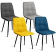 ID MARKET - Lot de 4 chaises MILA en velours mix color bleu, gris clair, gris foncé, jaune - vignette