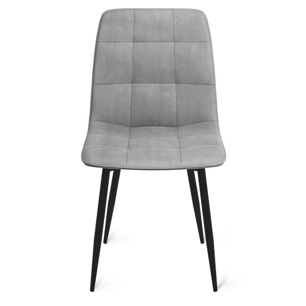 ID MARKET - Lot de 4 chaises MILA en velours mix color bleu, gris clair, gris foncé, jaune - large