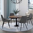 ID MARKET - Lot de 4 chaises THALYA en velours gris foncé avec accoudoirs - vignette