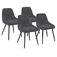 ID MARKET - Lot de 4 chaises THALYA en velours gris foncé avec accoudoirs - vignette