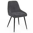 ID MARKET - Lot de 4 chaises THALYA en velours gris foncé avec accoudoirs - vignette
