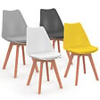ID MARKET - Lot de 4 chaises scandinaves SARA mix color gris foncé, gris clair, blanc et jaune - vignette