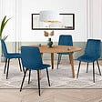 ID MARKET - Lot de 4 chaises MILA en velours bleu pour salle à manger - vignette