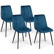 ID MARKET - Lot de 4 chaises MILA en velours bleu pour salle à manger - vignette