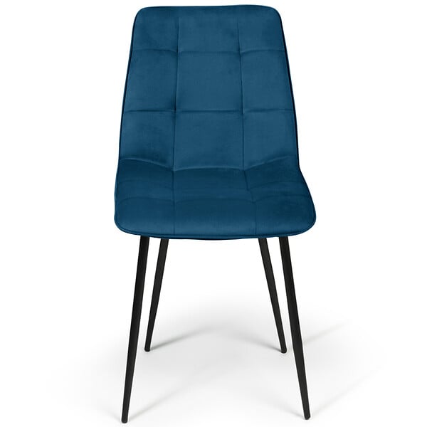 ID MARKET - Lot de 4 chaises MILA en velours bleu pour salle à manger - large