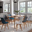 ID MARKET - Lot de 8 chaises scandinaves SARA mix color blanc x2, gris clair x2, gris foncé x2, bleu canard x2 - vignette