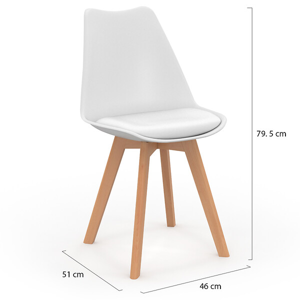 ID MARKET - Lot de 8 chaises scandinaves SARA mix color blanc x2, gris clair x2, gris foncé x2, bleu canard x2 - large