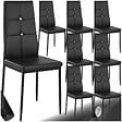 TECTAKE - Lot de 8 chaises avec strass revêtement en cuir synthétique noir - vignette