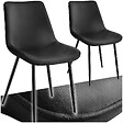 TECTAKE - Lot 2 chaises assise ergonomique rembourrée aspect velours noir - vignette