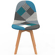 ID MARKET - Lot de 2 chaises scandinaves SARA motifs patchworks bleus - vignette