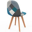 ID MARKET - Lot de 2 chaises scandinaves SARA motifs patchworks bleus - vignette