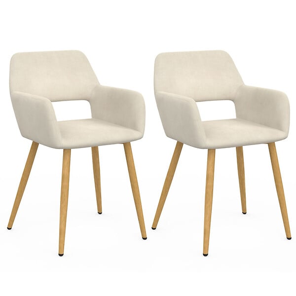 ID MARKET - Lot de 2 chaises de salle à manger, fauteuils de table HOLY en velours beige - large