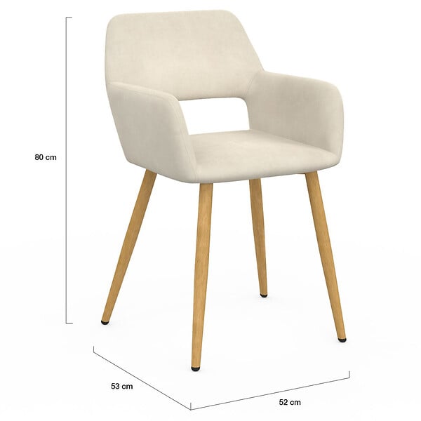 ID MARKET - Lot de 2 chaises de salle à manger, fauteuils de table HOLY en velours beige - large