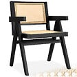 TECTAKE - Chaise de salle à manger cannage viennois accoudoirs style boho noir - vignette
