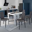 ID MARKET - Lot de 6 chaises ROMANE grises bandeau blanc pour salle à manger - vignette