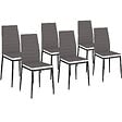 ID MARKET - Lot de 6 chaises ROMANE grises bandeau blanc pour salle à manger - vignette