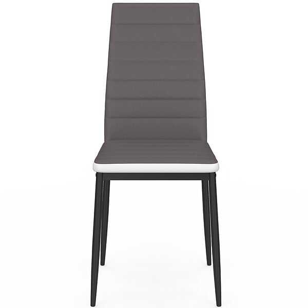 ID MARKET - Lot de 6 chaises ROMANE grises bandeau blanc pour salle à manger - large