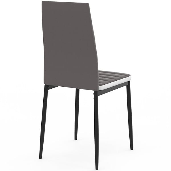 ID MARKET - Lot de 6 chaises ROMANE grises bandeau blanc pour salle à manger - large