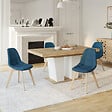 ID MARKET - Lot de 4 chaises scandinaves GABY bleues en tissu pour salle à manger - vignette