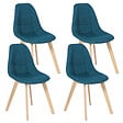 ID MARKET - Lot de 4 chaises scandinaves GABY bleues en tissu pour salle à manger - vignette