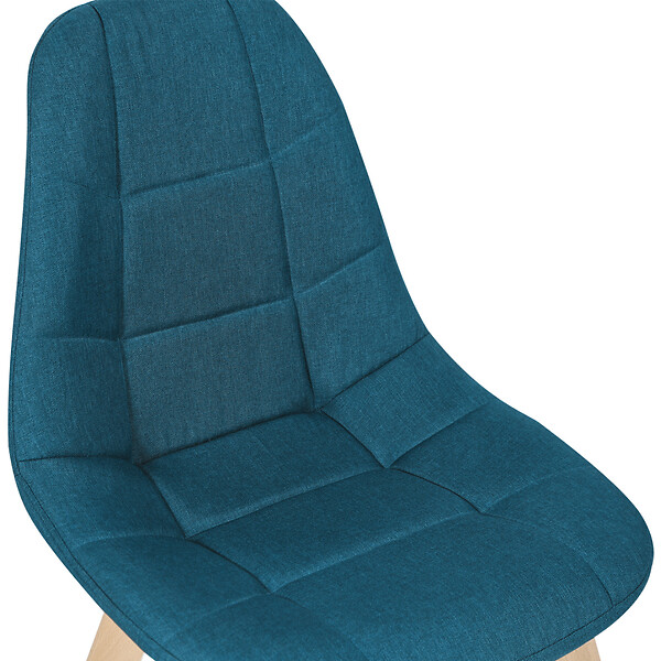 ID MARKET - Lot de 4 chaises scandinaves GABY bleues en tissu pour salle à manger - large
