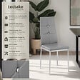 TECTAKE - Lot de 8 chaises avec strass cuir synthétique ergonomique strass gris - vignette