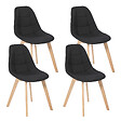 ID MARKET - Lot de 4 chaises scandinaves GABY noires en tissu pour salle à manger - vignette