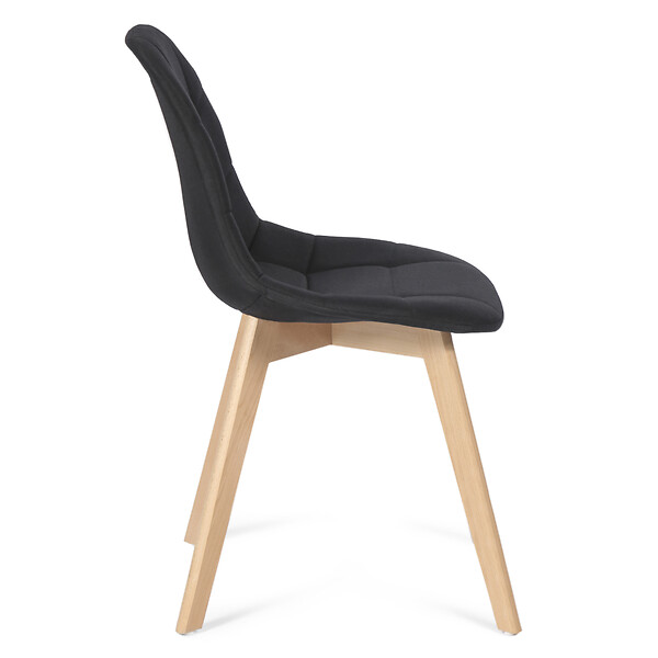 ID MARKET - Lot de 4 chaises scandinaves GABY noires en tissu pour salle à manger - large