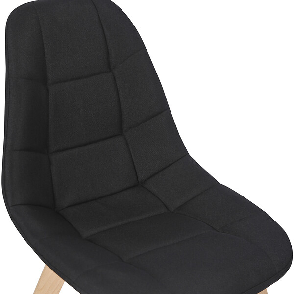 ID MARKET - Lot de 4 chaises scandinaves GABY noires en tissu pour salle à manger - large