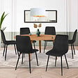 ID MARKET - Lot de 6 chaises MILA en velours noir pour salle à manger - vignette
