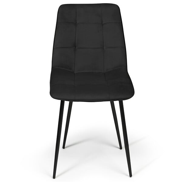 ID MARKET - Lot de 6 chaises MILA en velours noir pour salle à manger - large