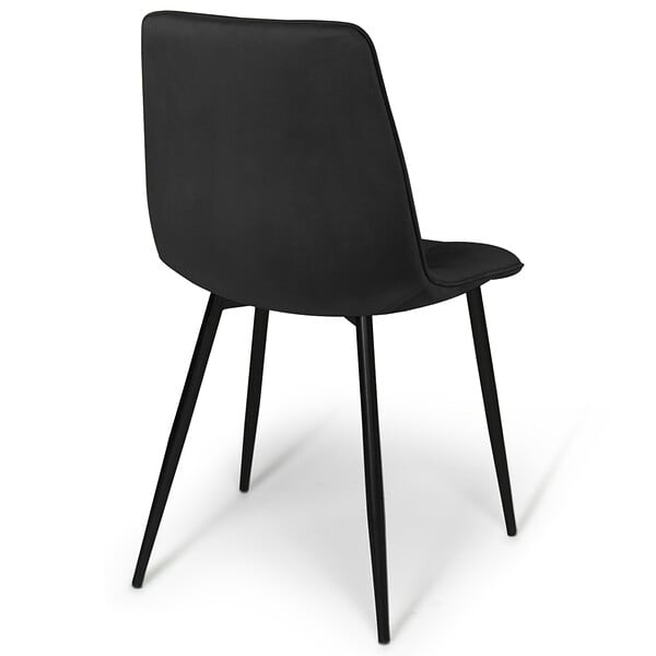 ID MARKET - Lot de 6 chaises MILA en velours noir pour salle à manger - large