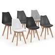 ID MARKET - Lot de 6 chaises scandinaves SARA mix color gris clair, blanc, gris foncé x2, noir x2 - vignette
