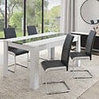 ID MARKET - Lot de 4 chaises MIA grises liseré blanc pour salle à manger - vignette