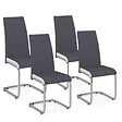 ID MARKET - Lot de 4 chaises MIA grises liseré blanc pour salle à manger - vignette