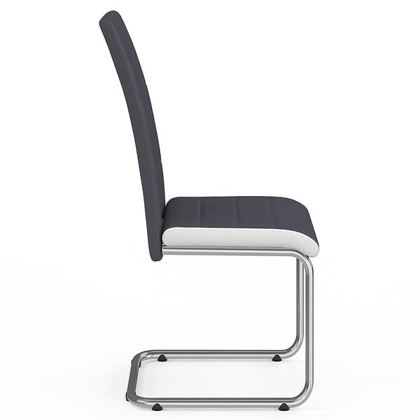ID MARKET - Lot de 4 chaises MIA grises liseré blanc pour salle à manger - large