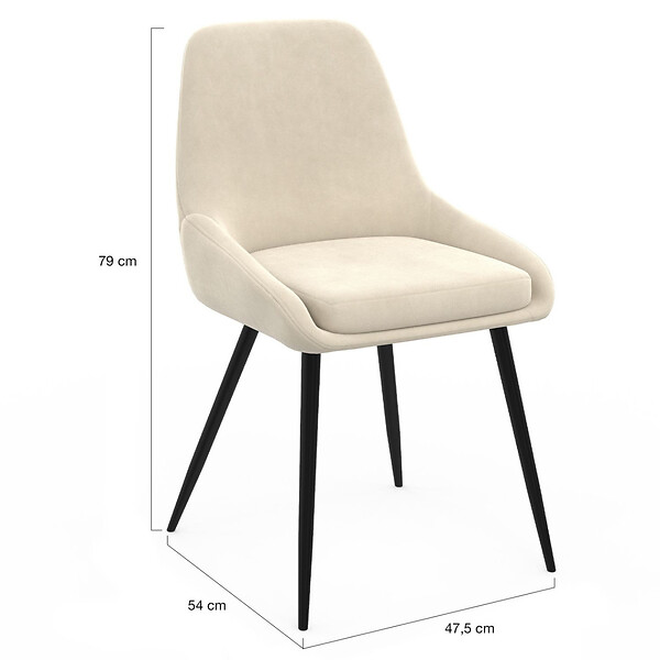 ID MARKET - Lot de 4 chaises THALYA en velours mix color crème, gris clair, gris foncé, rose avec accoudoirs - large