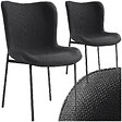 TECTAKE - 2 chaises rembourrées revêtement en tissu forme ergonomique noir - vignette