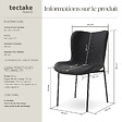 TECTAKE - 2 chaises rembourrées revêtement en tissu forme ergonomique noir - vignette