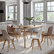 ID MARKET - Lot de 6 chaises scandinaves SARA beige, blanc et velours patchworks marron et beige - vignette